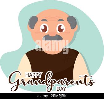 Carino personaggio nonno felice nonni giorno Vector Illustrazione Vettoriale