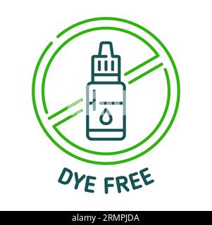 Icona senza colorante, segno per alimenti naturali senza coloranti chimici, simbolo vettoriale. Prodotti sicuri per la salute non contenenti coloranti o coloranti allergici sintetici Illustrazione Vettoriale