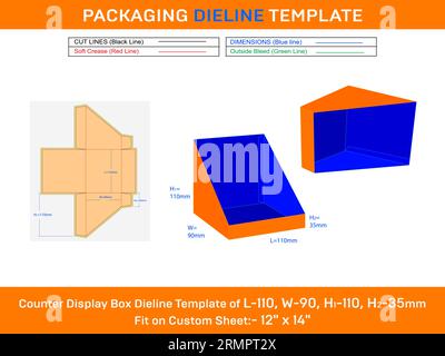 Scatola espositore per espositore in cartone modello linea stampo per valigie Phn L 110XW 90xH1 110xH2 35 mm Illustrazione Vettoriale