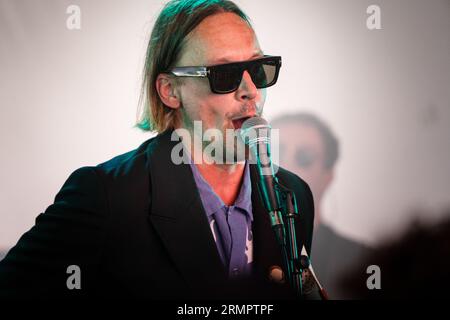 Joyeria suona dal vivo sul Rising Stage al Green Man Festival in Galles, Regno Unito, agosto 2023. Foto: Rob Watkins Foto Stock