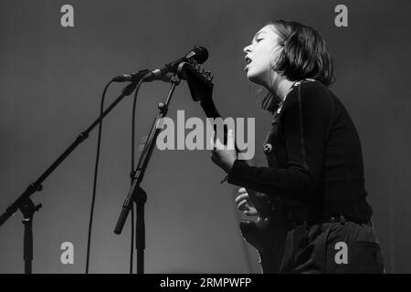 Snail mail – vero nome Lindsey Jordan – Plays far Out Stage al Green Man Festival in Galles, Regno Unito, agosto 2023. Foto: Rob Watkins Foto Stock