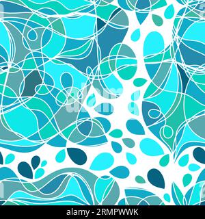Sfondo astratto senza cuciture, linee e pezzi blu. Illustrazione vettoriale Illustrazione Vettoriale