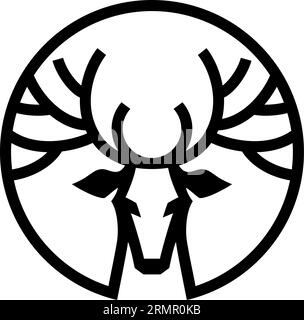 Testa di cervo con design modello logo Big Antlers Illustrazione Vettoriale