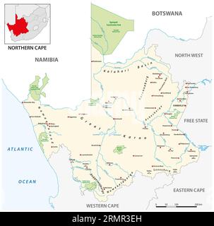 Mappa vettoriale di Northern Cape Province, Sudafrica Foto Stock