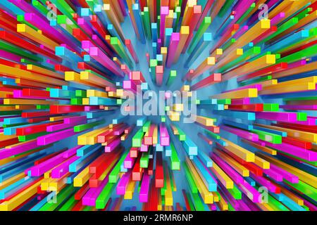 Rappresentazione 3D dello sfondo grafico a barre colorate astratte Foto Stock