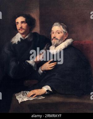 Incisori Pieter de Jode il Vecchio (1570-1634) e Pieter de Jode il giovane (1606-1674), ritratto dipinto ad olio su tela di Anthony van Dyck, 1620-1640 Foto Stock