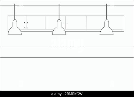 Bancone bar, lampadari in stile loft Illustrazione Vettoriale