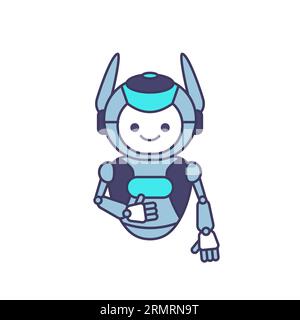 Personaggio robot che mostra il pollice su un'illustrazione vettoriale Illustrazione Vettoriale