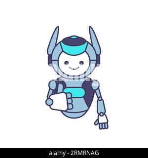 Personaggio robot che mostra il pollice su un'illustrazione vettoriale Illustrazione Vettoriale