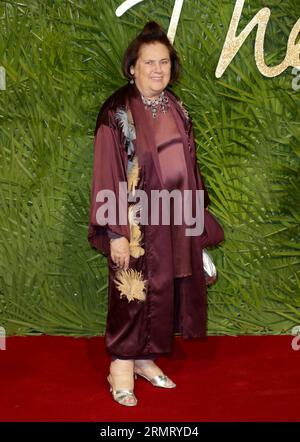 Suzy Menkes partecipa ai Fashion Awards 2017 alla Royal Albert Hall di Londra. (Foto di Fred Duval / SOPA Images/Sipa USA) Foto Stock