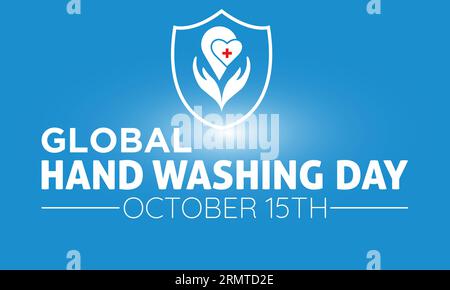 Global Handwashing Day promuove mani pulite, cure preventive e un mondo più sano attraverso la consapevolezza e l'istruzione. Modello illustrazione vettoriale Illustrazione Vettoriale
