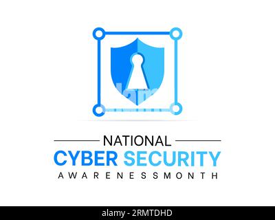Il mese nazionale di sensibilizzazione sulla sicurezza informatica aumenta la vigilanza e la conoscenza per salvaguardare individui e organizzazioni nell'era digitale. Cifra potenziata Illustrazione Vettoriale