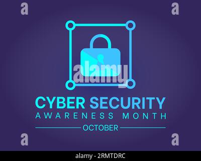 Il mese nazionale di sensibilizzazione sulla sicurezza informatica aumenta la vigilanza e la conoscenza per salvaguardare individui e organizzazioni nell'era digitale. Cifra potenziata Illustrazione Vettoriale