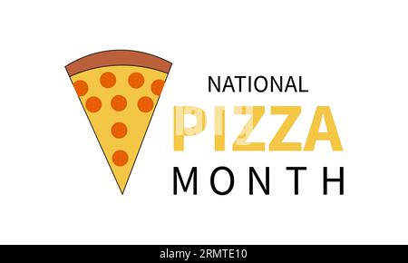 Il National Pizza Month celebra le delizie culinarie, la diversità dei sapori e la gioia di condividere. Modello illustrazione vettoriale. Illustrazione Vettoriale