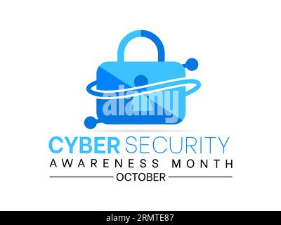 Il mese nazionale di sensibilizzazione sulla sicurezza informatica aumenta la vigilanza e la conoscenza per salvaguardare individui e organizzazioni nell'era digitale. Cifra potenziata Illustrazione Vettoriale