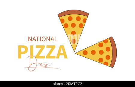 Il National Pizza Month celebra le delizie culinarie, la diversità dei sapori e la gioia di condividere. Modello illustrazione vettoriale. Illustrazione Vettoriale