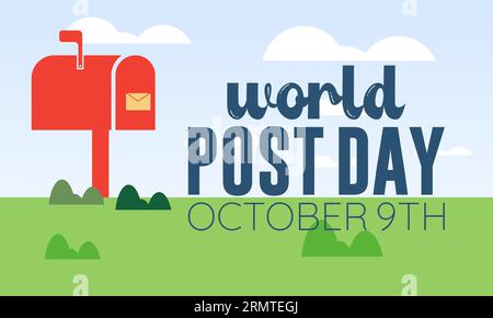 Il World Post Day celebra l'arte senza tempo della comunicazione e la portata globale delle connessioni postali. Modello illustrazione vettoriale. Illustrazione Vettoriale