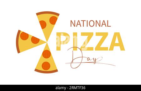 Il National Pizza Month celebra le delizie culinarie, la diversità dei sapori e la gioia di condividere. Modello illustrazione vettoriale. Illustrazione Vettoriale