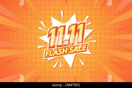 Offerta speciale per la progettazione di modelli banner per il giorno dello shopping 11,11 sconto, modello banner per lo shopping, modello intestazione Web per la vendita flash Abstract. Illustrazione Vettoriale