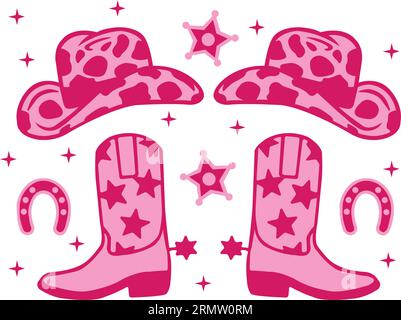 Cowgirl Vintage Western Texas Vector Illustrazione Vettoriale