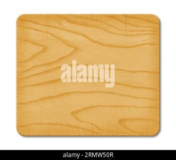 Vista dall'alto del tagliere in legno isolato su sfondo bianco. Foto Stock