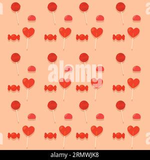 Sfondo colorato senza cuciture con lecca-lecca illustrazione vettoriale Illustrazione Vettoriale