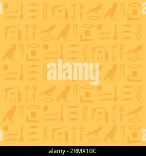 Sfondo di pattern senza cuciture con geroglifici egiziani Vector Illustrazione Vettoriale