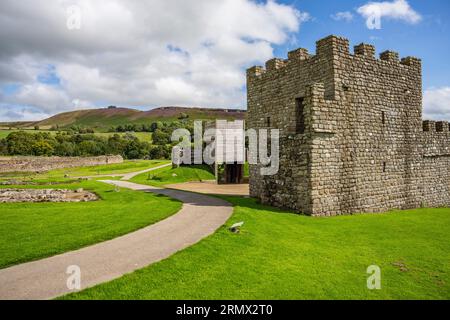 Ricostruzione di un forte romano nel museo all'aperto di Vindolanda, Northumberland Foto Stock