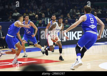 Quezon City, Filippine. 29 agosto 2023. Durante il match di Coppa del mondo FIBA 2023 tra Italia (blu) e Filippine (bianco) allo Smart Araneta Coliseum, a Quezon City, Filippine, il 29 agosto 2023. L'Italia ha vinto 90-83. (Foto di Dennis Jerome Acosta/Pacific Press/Sipa USA) credito: SIPA USA/Alamy Live News Foto Stock