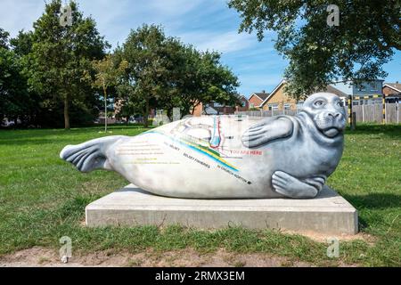 Selsey's Seal Art Trail seal sculpture complete with map West Sussex England Stock Photo