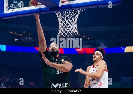 Pasay City, Filippine. 29 agosto 2023. Pasay City, Manila, Filippine. 29 agosto 2023.Ibarra (#34) del Team Mexico Uncontested Lay-up (foto di Noel Tonido/Pacific Press/Sipa USA) credito: SIPA USA/Alamy Live News Foto Stock