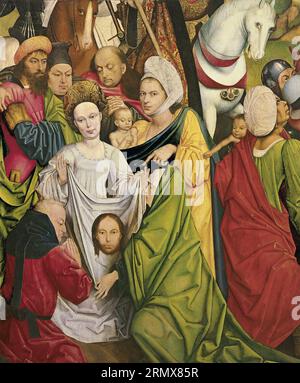 Saint Veronica e un gruppo di Cavalieri tra il 1477 e il 1478 di Derick Baegert Foto Stock