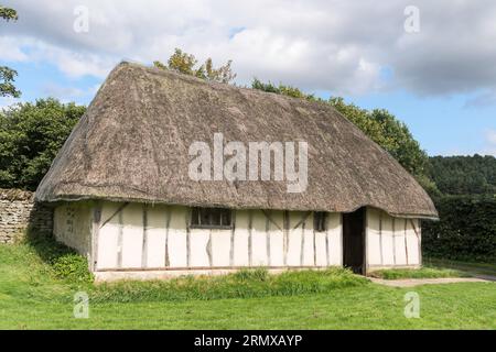 Cottage medievale di crofter, museo popolare di Ryedale, Inghilterra, Regno Unito Foto Stock