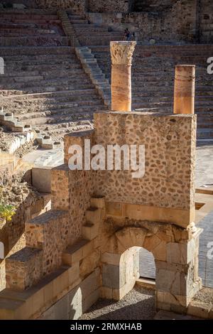 Dettaglio ricostruito del Teatro Romano di Cartagena, regione di Murcia, Spagna Foto Stock