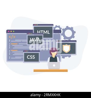 illustrazione di codifica con html css java Illustrazione Vettoriale