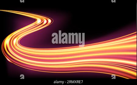 Effetto effetto sfocatura movimento esposizione prolungata di Golden Light Trails Vector Illustration Illustrazione Vettoriale