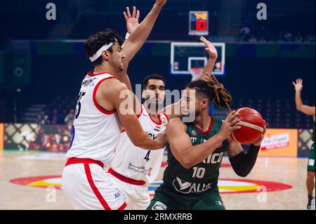 Pasay City, Filippine. 1 gennaio 2009. Pasay City, Manila, Filippine, il 29 agosto 2023.Giron (#10) del Team Mexico difeso da 2 dal Team Egypt (foto di Noel Tonido/Pacific Press/Sipa USA) credito: SIPA USA/Alamy Live News Foto Stock