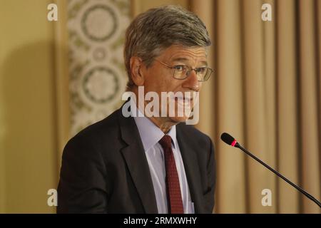 Economista Jeffrey Sachs ritratto del professore alla Columbia University e specialista dello sviluppo sostenibile, al seminario Global Order for Tomorow Foto Stock