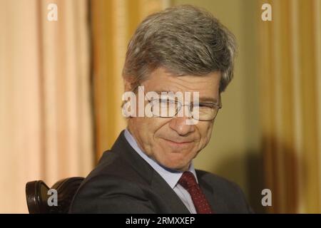 Economista Jeffrey Sachs ritratto del professore alla Columbia University e specialista dello sviluppo sostenibile, al seminario Global Order for Tomorow Foto Stock