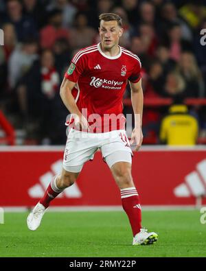 Chris Wood n. 11 di Nottingham Forest durante la partita di Carabao Cup Nottingham Forest vs Burnley al City Ground, Nottingham, Regno Unito, 30 agosto 2023 (foto di Gareth Evans/News Images) Foto Stock