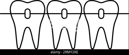 Icona dei bretelle dentali, allineamento dei denti ortodontici bel sorriso Illustrazione Vettoriale