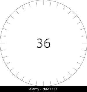 Quadrante circolare divisione scala modello rotondo quadrante circolare scala 36 Illustrazione Vettoriale