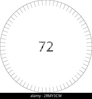 Quadrante circolare divisione scala modello rotondo quadrante circolare scala 72 Illustrazione Vettoriale