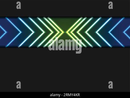 Tecnologia sfondo nero astratto con frecce al neon colorate. Progettazione vettoriale Illustrazione Vettoriale