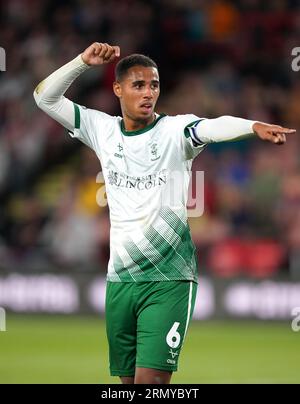 Ethan Erhahon di Lincoln City durante il secondo turno della Carabao Cup a Bramall Lane, Sheffield. Data foto: Mercoledì 30 agosto 2023. Foto Stock