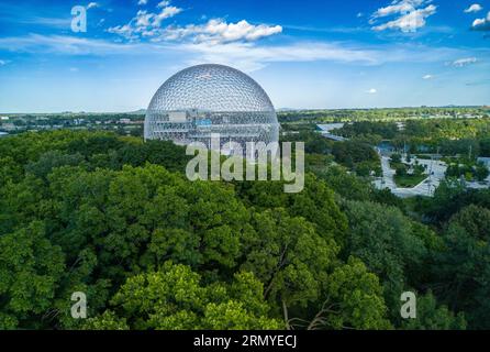 Vista aerea di Montreal dall'isola di Saint Helen Foto Stock