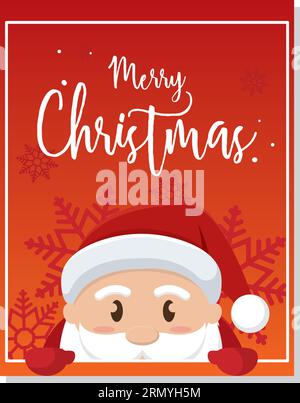 Biglietto d'invito di natale verticale rosso con vettore personaggio di babbo natale Illustrazione Vettoriale