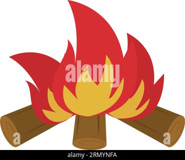 Icona Vector dello schizzo del camino in legno isolato colorato Illustrazione Vettoriale