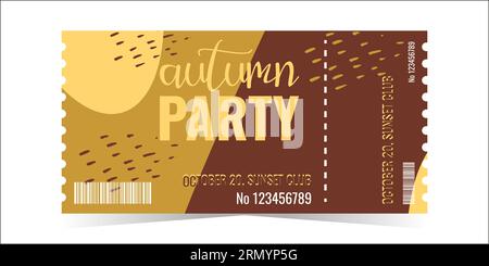 Il modello di layout dei biglietti per la festa d'autunno. Design di uno striscione, di un volantino, di un biglietto d'invito. Illustrazione vettoriale piatta. Illustrazione Vettoriale