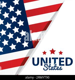 Bandiera colorata degli Stati Uniti dietro un adesivo Vector Illustrazione Vettoriale